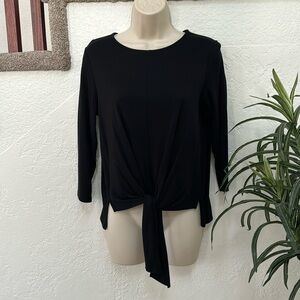 J. JILL Women’s Black 3/4 Sleeve Tie Front Top Size Small EUC